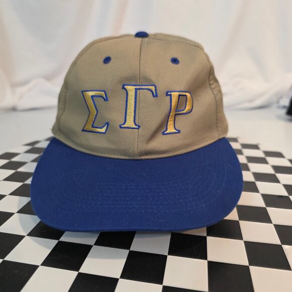 Unbranded Accessories - Vintage Sigma Gamma Rho Khaki Blue Greek Letter Strapback‎ Hat OSFA